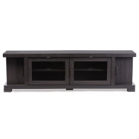 Baxton Studio TV838076-Embosse Viveka 70-Inch Wood TV Cabinet with 2 Glass Doors and 2 Doors in Dark Brown